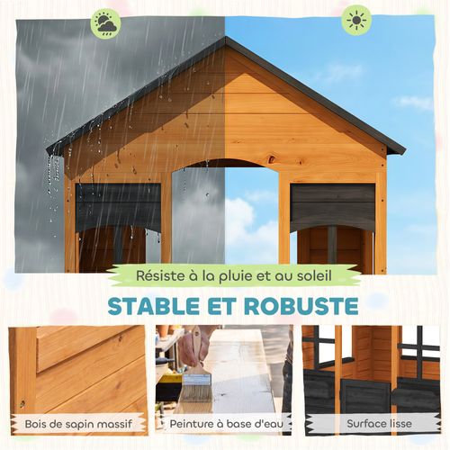 Maisonnette Enfant Bois Pré-huilé Noir