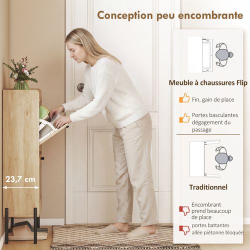 Meuble à Chaussures Design Bohème Naturel 2 Portes