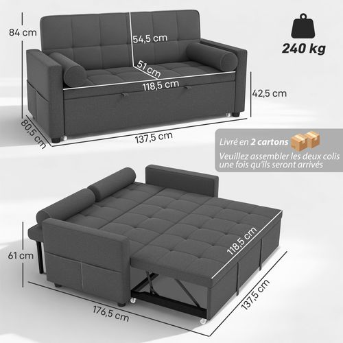 Canapé Convertible 2 Places Style Chersterfield Effet Capitonné