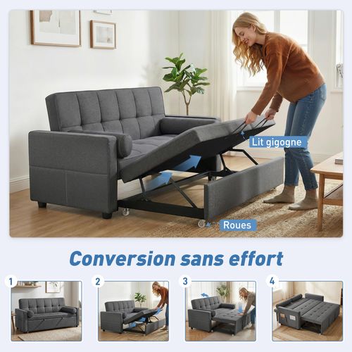 Canapé Convertible 2 Places Style Chersterfield Effet Capitonné