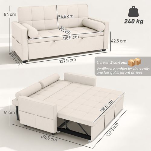 Canapé Convertible 2 Places Style Chersterfield Effet Capitonné