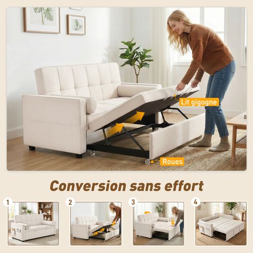 Canapé Convertible 2 Places Style Chersterfield Effet Capitonné