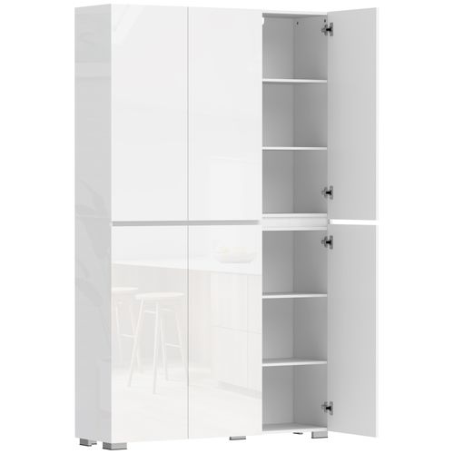 Buffet Haut Blanc Laqué 6 Portes 8 étagères