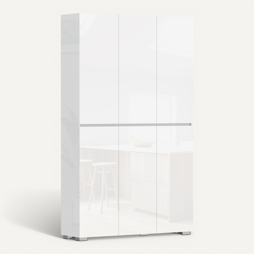 Buffet Haut Blanc Laqué 6 Portes 8 étagères