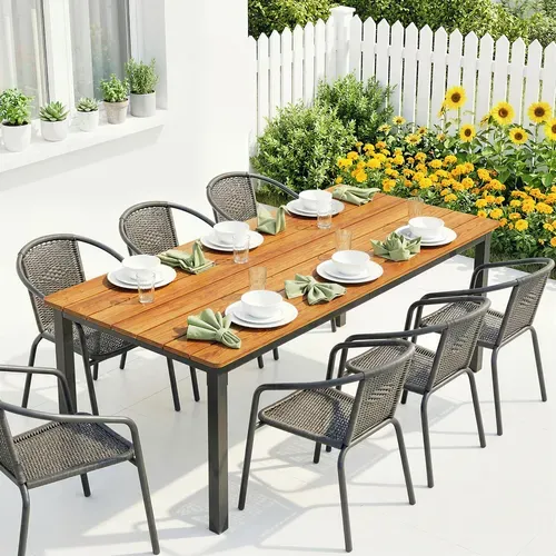 Table De Jardin  6-8 Pers. Métal Bois