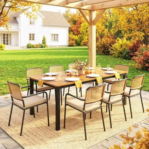 Table De Jardin  6-8 Pers. Métal Bois