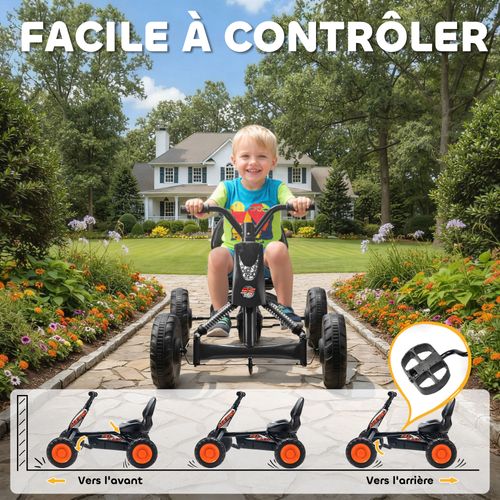 Kart à Pédales AIYAPLAY – Siège Réglable 2 Positions, Pneus EVA 25 Cm, Frein Manuel Et Vitesses, Pour 3-8 Ans, Rouge