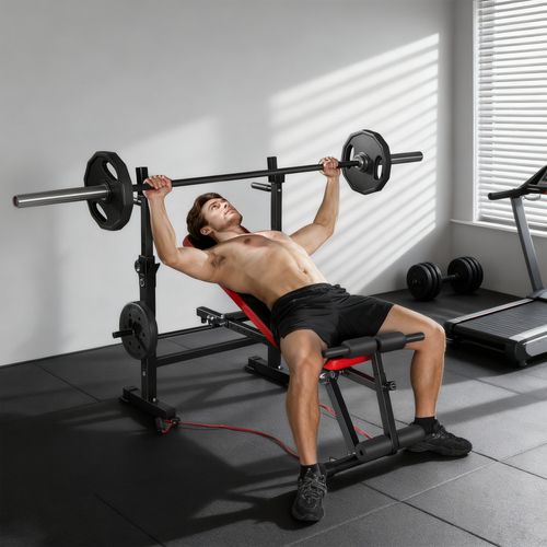 Banc De Musculation Réglable Complet Rouge Noir