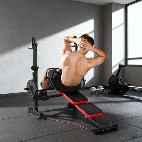 Banc De Musculation Réglable Complet Rouge Noir
