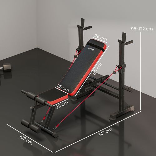 Banc De Musculation Réglable Complet Rouge Noir