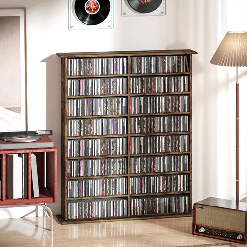 étagère Range Cd - Meuble Cd Dvd - 16 Compartiments 12 étagères