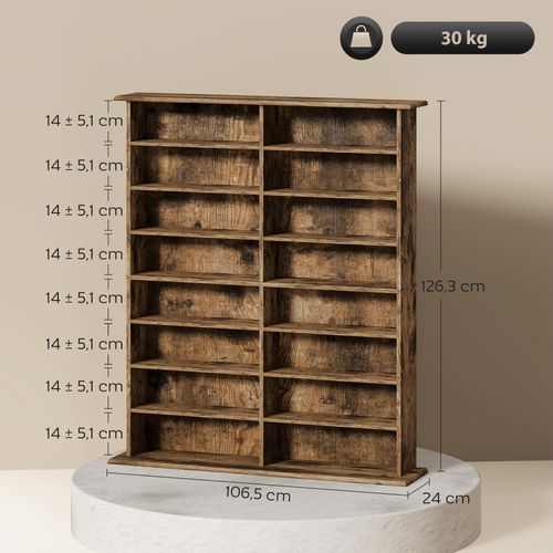 étagère Range Cd - Meuble Cd Dvd - 16 Compartiments 12 étagères