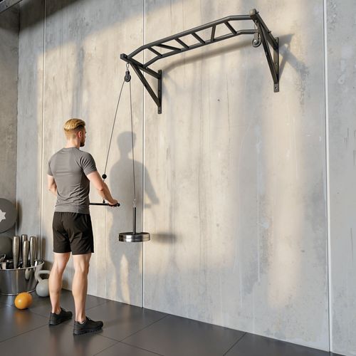 Barre De Traction Murale Multi-prise Avec Accessoires Acier Noir