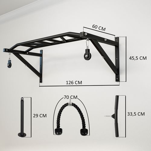 Barre De Traction Murale Multi-prise Avec Accessoires Acier Noir