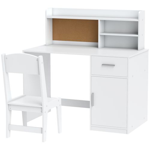 Ensemble Bureau Enfant Multi-rangement Avec Chaise Blanc