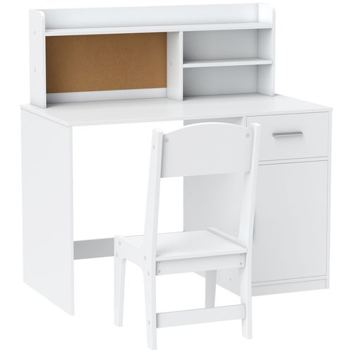 Ensemble Bureau Enfant Multi-rangement Avec Chaise Blanc