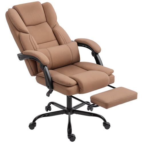Fauteuil De Bureau Manager Inclinable Repose-pieds Marron Clair