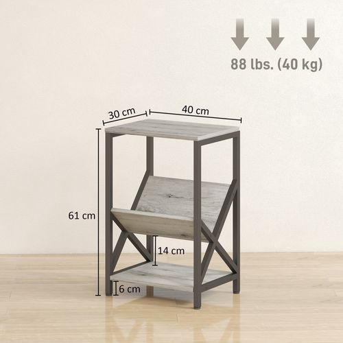Bout De Canapé Design Effet Bois Gris Acier Porte-revues En V étagère