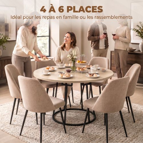 Table À Manger Design Rond Effet Bois Clair 4-6 Pers. Dia. 120 Cm
