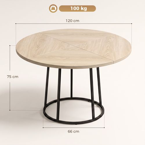 Table À Manger Design Rond Effet Bois Clair 4-6 Pers. Dia. 120 Cm