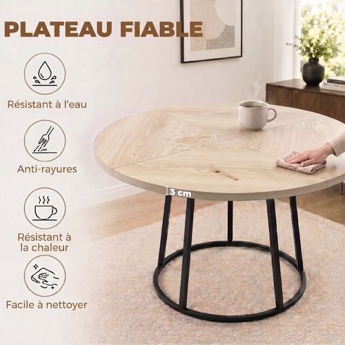 Table À Manger Design Rond Effet Bois Clair 4-6 Pers. Dia. 120 Cm