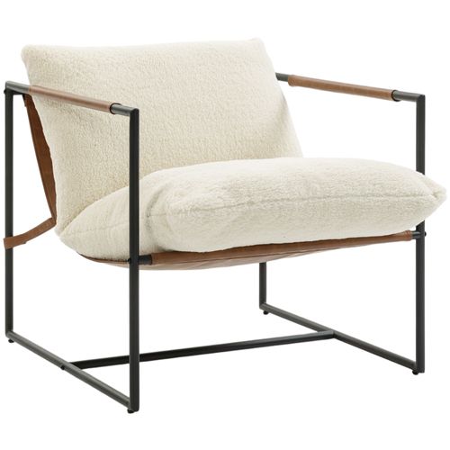 Fauteuil Lounge Design Assise Suspendue Acier Noir Tissu