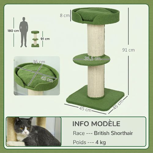 Arbre À Chat Avec Griffoir Centre D'activités 2 Plateformes Coussin