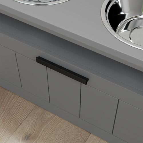 Porte-gamelles Double Surélevé Anti-glouton Tiroir Niche Gris