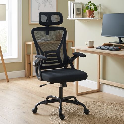 Chaise De Bureau Ergonomique Accoudoirs Relevables Tétière Orientable Noir
