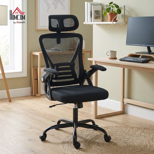 Chaise De Bureau Ergonomique Accoudoirs Relevables Tétière Orientable Noir