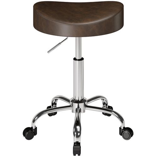 Tabouret De Massage Mobile Réglable H.51-66 Cm Marron