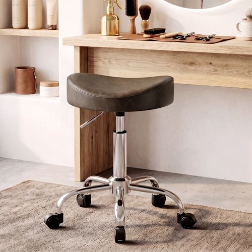 Tabouret De Massage Mobile Réglable H.51-66 Cm Marron