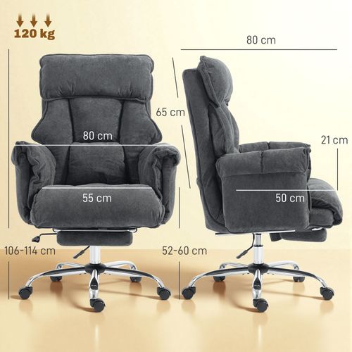 Fauteuil De Bureau Manager Grand Confort Coussins Doubles Tissu Gris