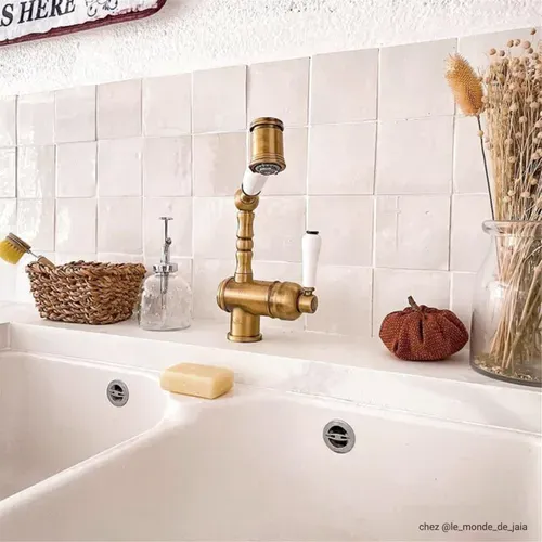 Évier Timbre D'office Céramique Blanc Ekio II 2 Bacs