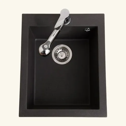 évier Granit Noir Moucheté Luisina Quadrille 1 Bac 410x500