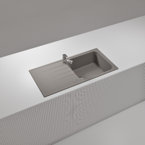 Évier Granit Gris Béton Schock Viola 1 Grand Bac 1 Égouttoir