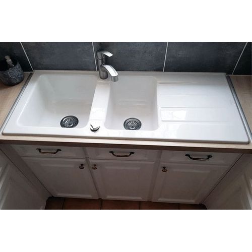 Evier Céramique Blanc Architectura 2 Bacs 1 Égouttoir