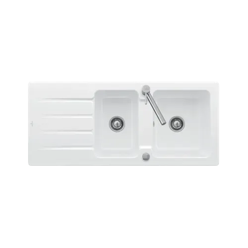 Evier Céramique Blanc Architectura 2 Bacs 1 Égouttoir