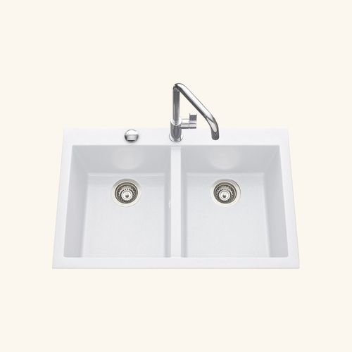évier Granit Blanc Luisina Quadrille 2 Bacs