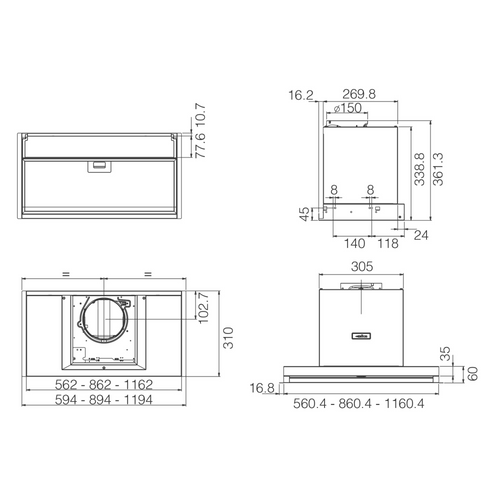 Hotte tiroir Encastrable Elica Box In Inox 90 Cm