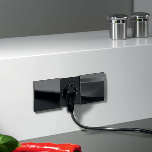 Prise Plan De Travail Como - Double Prise à Encastrer Noir