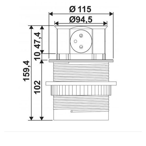 Prise Plan De Travail Ruby - Bloc 3 Prises + 1 USB-a Et 1 USB-c Rétractable Noir