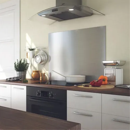 Crédence Cuisine Fond De Hotte Inox - Largeur 90 cm x Hauteur 50 Cm