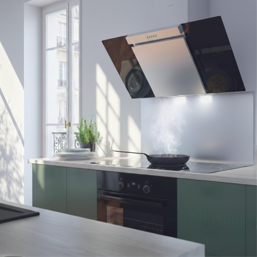 Crédence Cuisine Fond De Hotte Inox - Largeur 90 cm x Hauteur 50 Cm