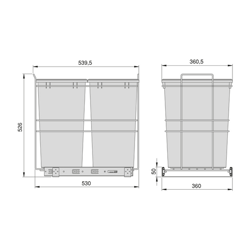 Poubelle Cuisine Promax - Poubelle Encastrable 2 X 35 Litres