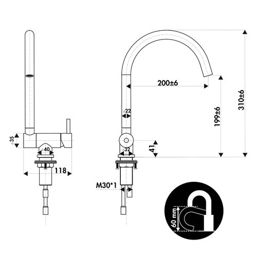 Robinet Rabattable Inox Pvd Cuivre Achille