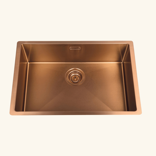 évier Sous-plan Inox Pvd Cuivre Legato 1 Bac 660x440 - Grille Et Cache Bonde Cuivre Inclus