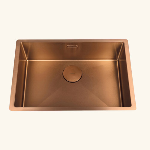 évier Sous-plan Inox Pvd Cuivre Legato 1 Bac 660x440 - Grille Et Cache Bonde Cuivre Inclus