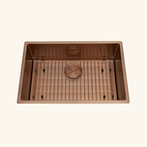 évier Sous-plan Inox Pvd Cuivre Legato 1 Bac 660x440 - Grille Et Cache Bonde Cuivre Inclus