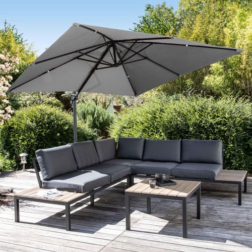 Parasol Déporté Inclinable Et Rotatif 3 X 3m En Aluminium Gris Malaga
